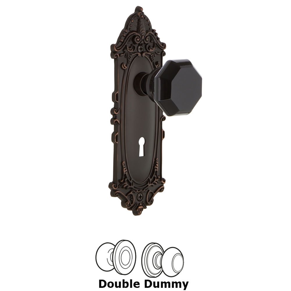 Nostalgic Warehouse Nostalgic Warehouse - Double Dummy - Victorian Plate with Keyhole Waldorf Black Door Knob in Timeless Bronze