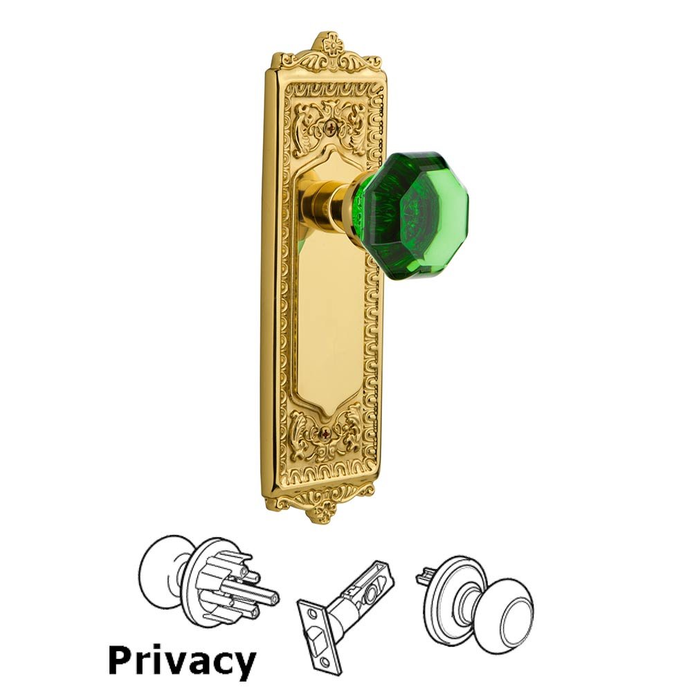Nostalgic Warehouse Nostalgic Warehouse - Privacy - Egg & Dart Plate Waldorf Emerald Door Knob in Polished Brass