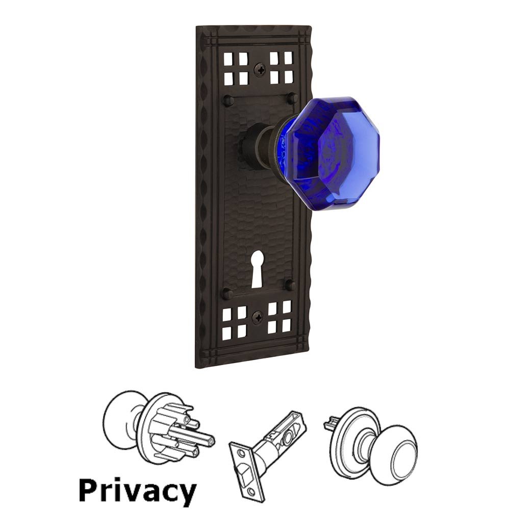 Nostalgic Warehouse Nostalgic Warehouse - Privacy - Craftsman Plate with Keyhole Waldorf Cobalt Door Knob in Oil-Rubbed Bronze
