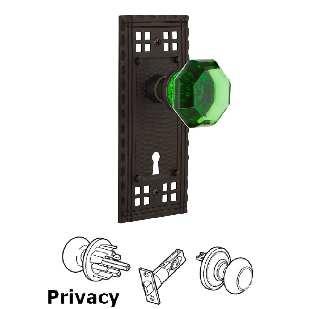 Nostalgic Warehouse Nostalgic Warehouse - Privacy - Craftsman Plate with Keyhole Waldorf Emerald Door Knob in Oil-Rubbed Bronze