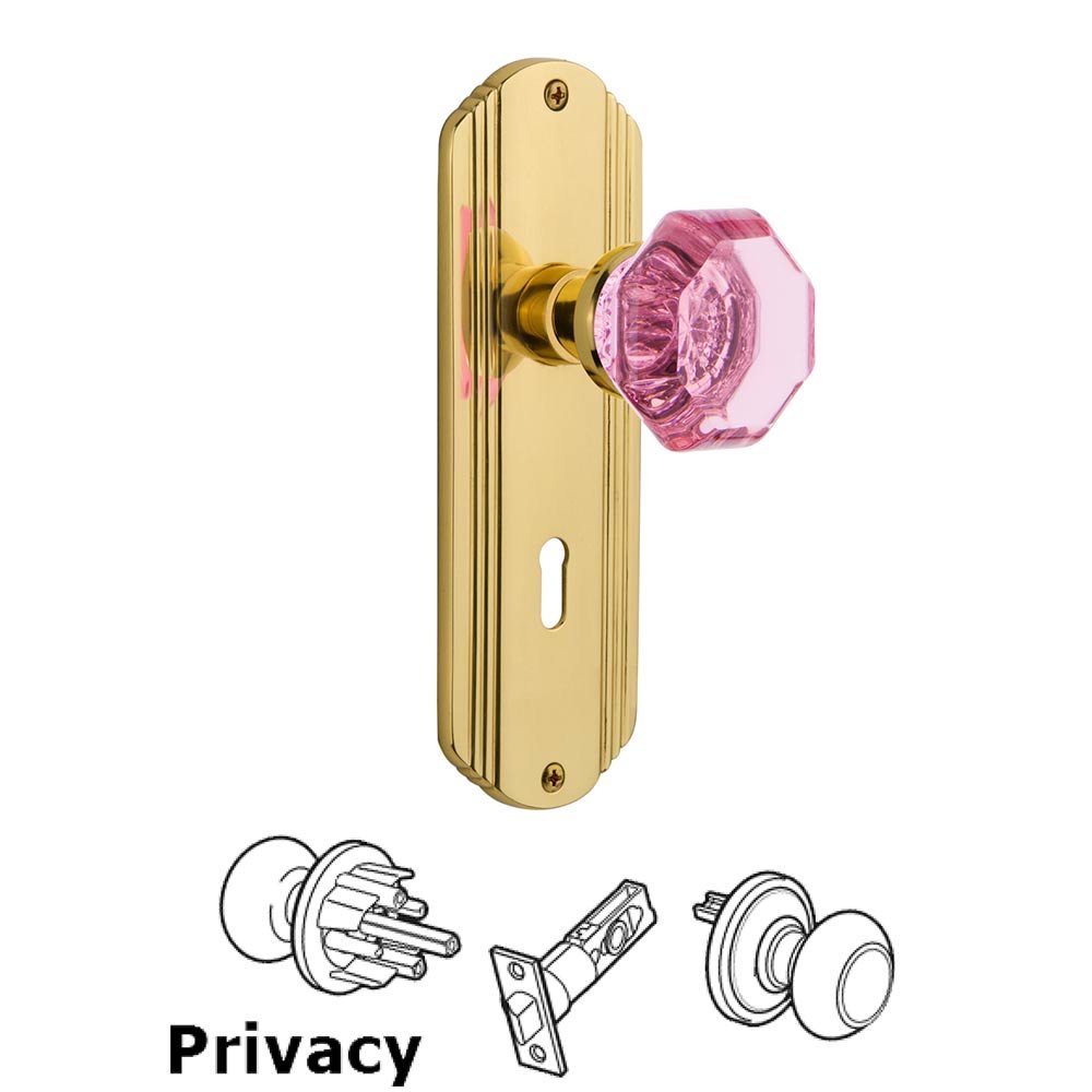 Nostalgic Warehouse Nostalgic Warehouse - Privacy - Deco Plate with Keyhole Waldorf Pink Door Knob in Unlaquered Brass