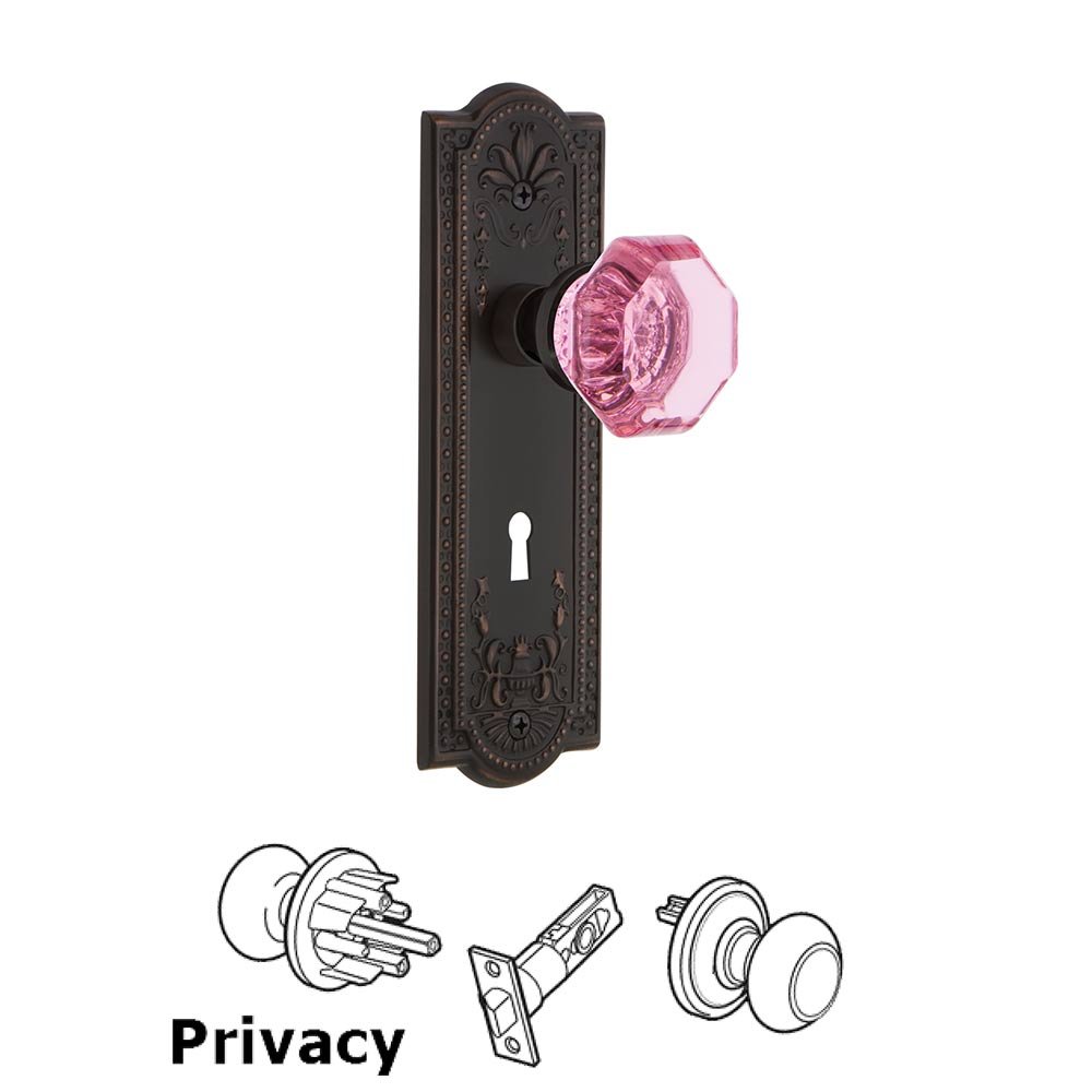 Nostalgic Warehouse Nostalgic Warehouse - Privacy - Meadows Plate with Keyhole Waldorf Pink Door Knob in Timeless Bronze