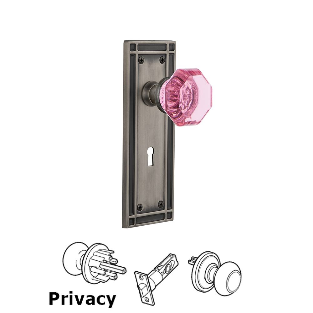 Nostalgic Warehouse Nostalgic Warehouse - Privacy - Mission Plate with Keyhole Waldorf Pink Door Knob in Antique Pewter