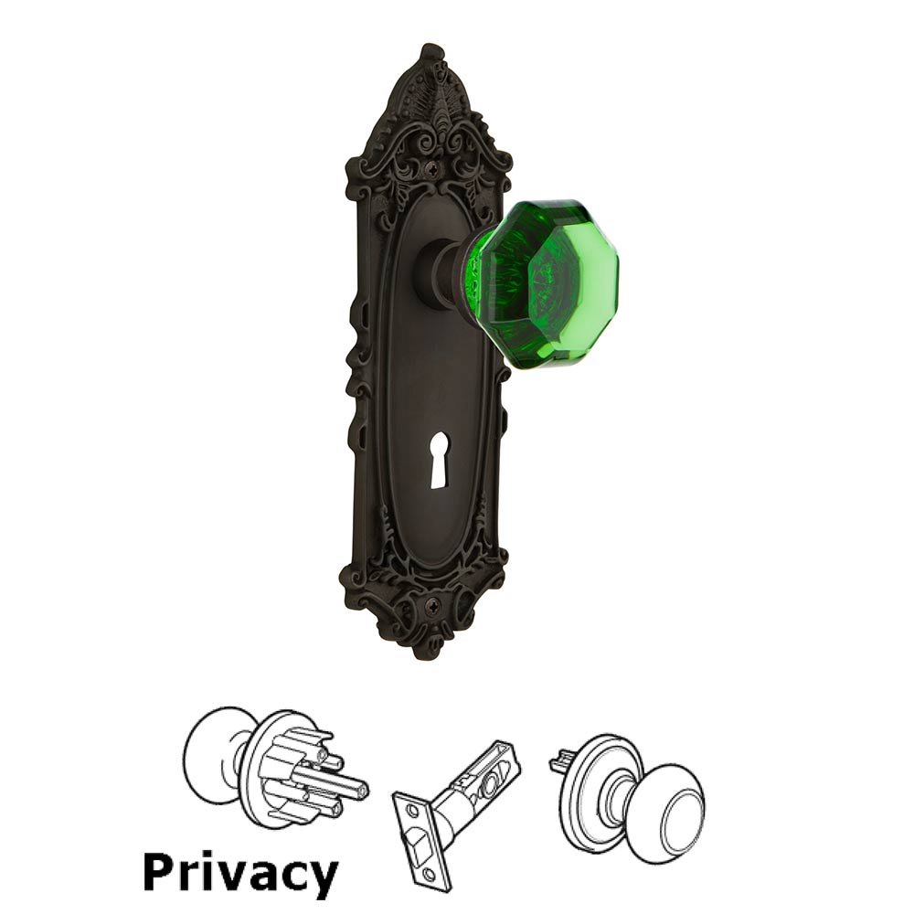 Nostalgic Warehouse Nostalgic Warehouse - Privacy - Victorian Plate with Keyhole Waldorf Emerald Door Knob in Oil-Rubbed Bronze