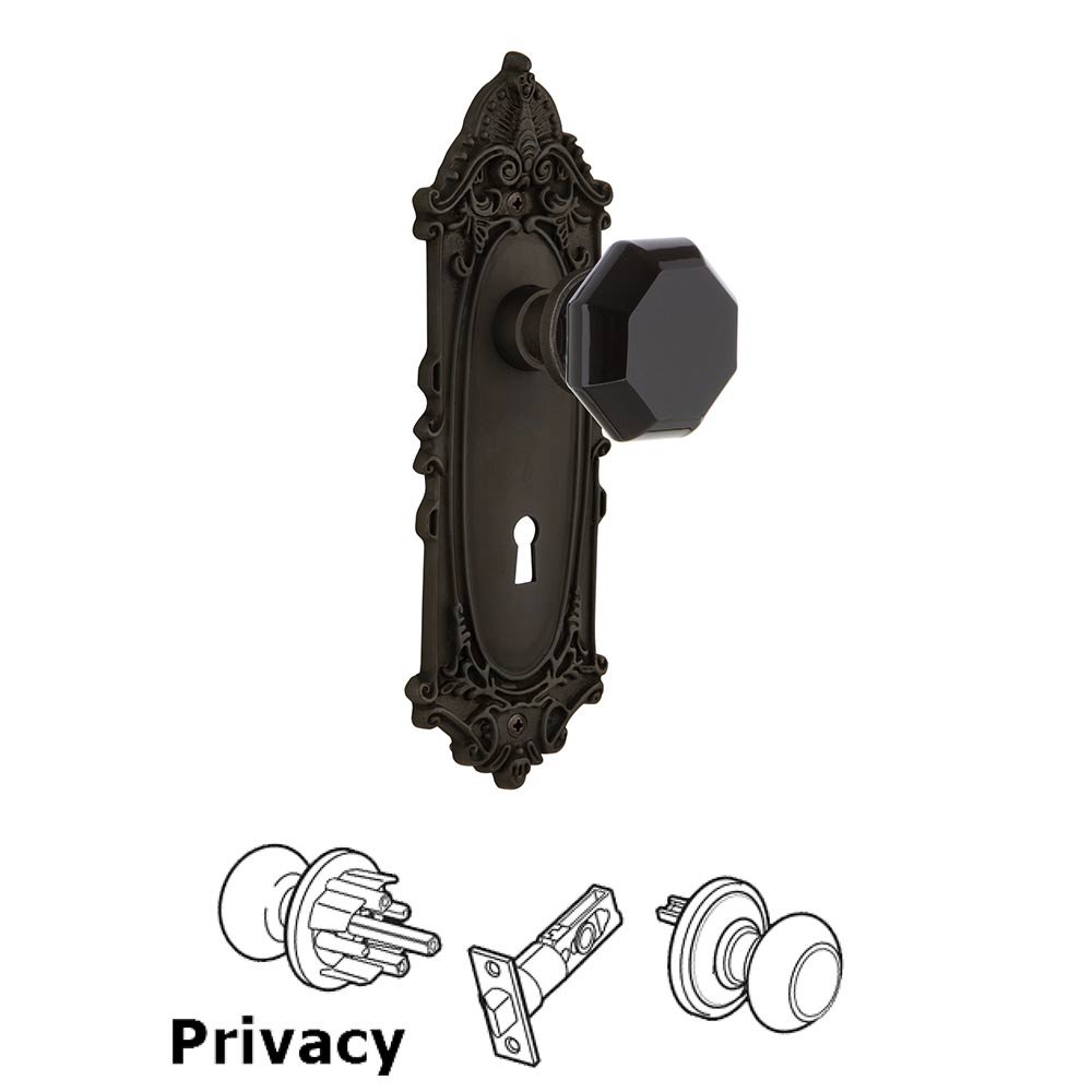 Nostalgic Warehouse Nostalgic Warehouse - Privacy - Victorian Plate with Keyhole Waldorf Black Door Knob in Oil-Rubbed Bronze