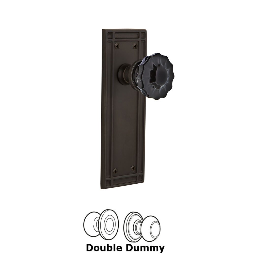 Nostalgic Warehouse Nostalgic Warehouse - Double Dummy - Mission Plate Crystal Black Glass Door Knob in Oil-Rubbed Bronze