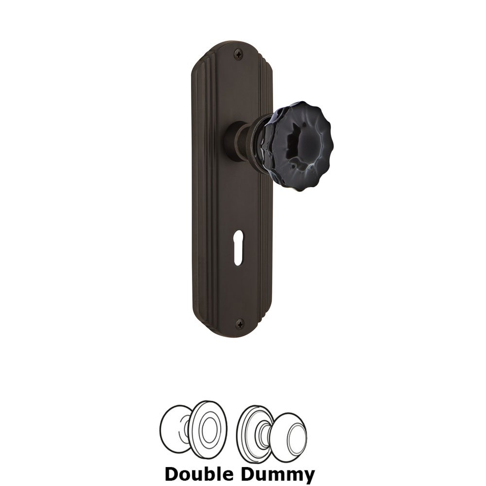 Nostalgic Warehouse Nostalgic Warehouse - Double Dummy - Deco Plate with Keyhole Crystal Black Glass Door Knob in Oil-Rubbed Bronze