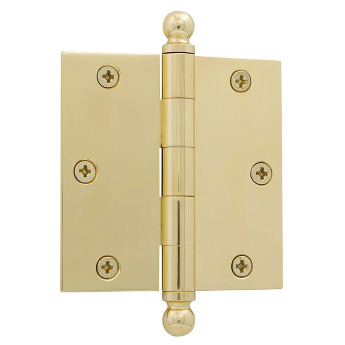Nostalgic Warehouse 3 1/2" Ball Tip Residential Hinge with Square Corners in Polished Brass (Sold Individually)