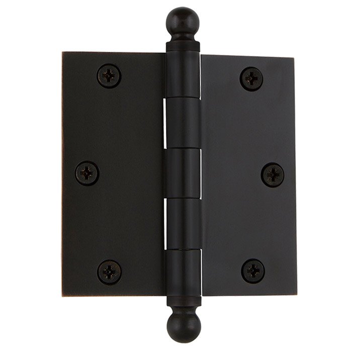 Nostalgic Warehouse 3 1/2" Ball Tip Residential Hinge with Square Corners in Oil-Rubbed Bronze (Sold Individually)