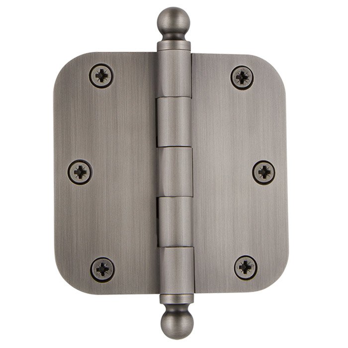 Nostalgic Warehouse 3 1/2" Ball Tip Residential Hinge with 5/8" Radius Corners in Antique Pewter (Sold Individually)