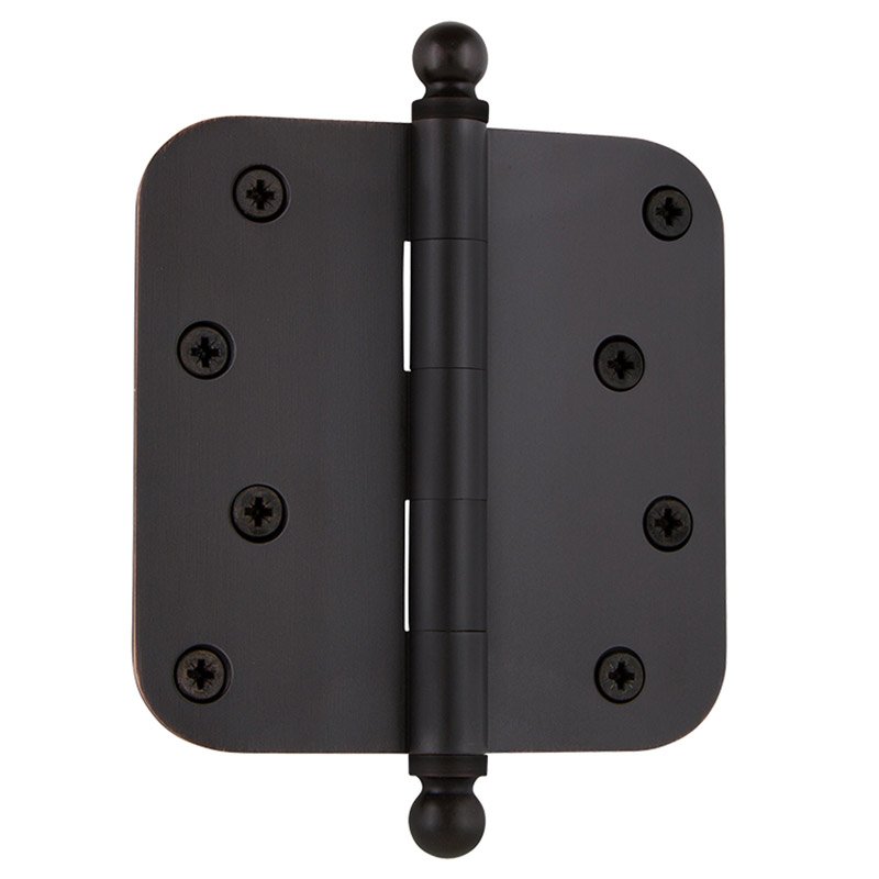 Nostalgic Warehouse 4" Ball Tip Residential Hinge with 5/8" Radius Corners in Oil-Rubbed Bronze (Sold Individually)