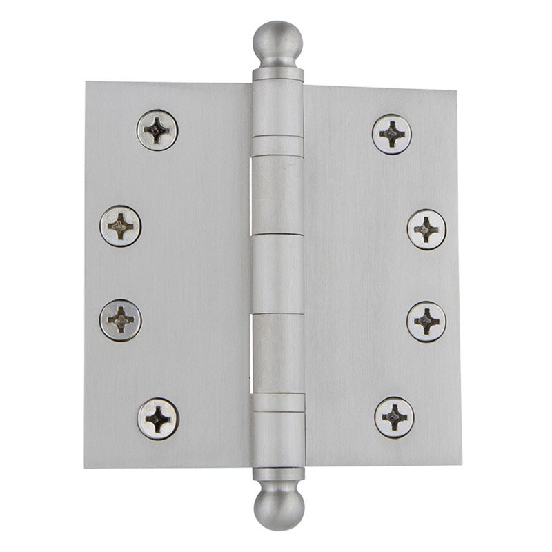 Nostalgic Warehouse 4" Ball Tip Heavy Duty Hinge with Square Corners in Satin Nickel (Sold Individually)