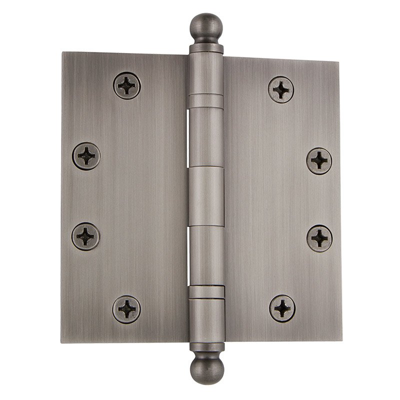 Nostalgic Warehouse 4 1/2" Ball Tip Heavy Duty Hinge with Square Corners in Antique Pewter (Sold Individually)