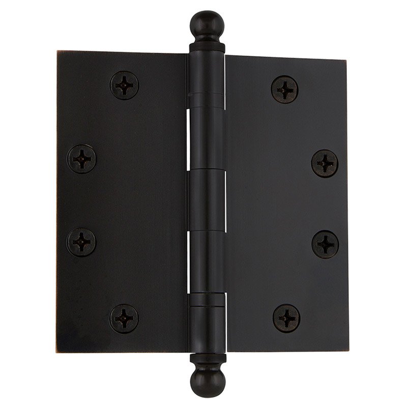 Nostalgic Warehouse 4 1/2" Ball Tip Heavy Duty Hinge with Square Corners in Oil-Rubbed Bronze