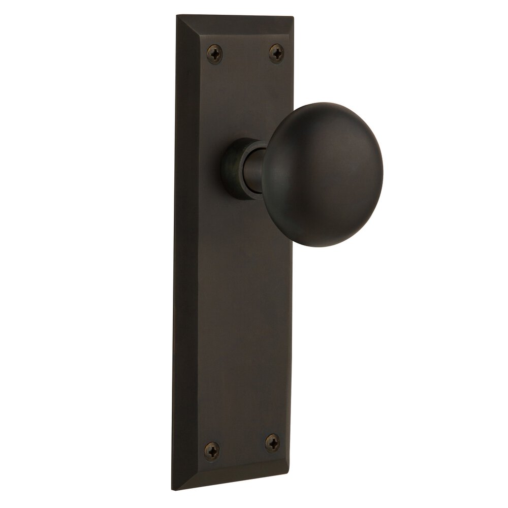 Nostalgic Warehouse Passage New York Plate with New York Door Knob in Oil-Rubbed Bronze