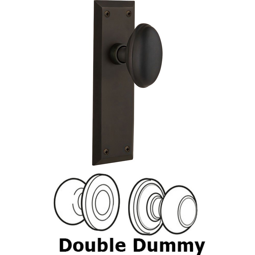Nostalgic Warehouse Double Dummy Knob - New York Plate with Homestead Door Knob in Oil-rubbed Bronze