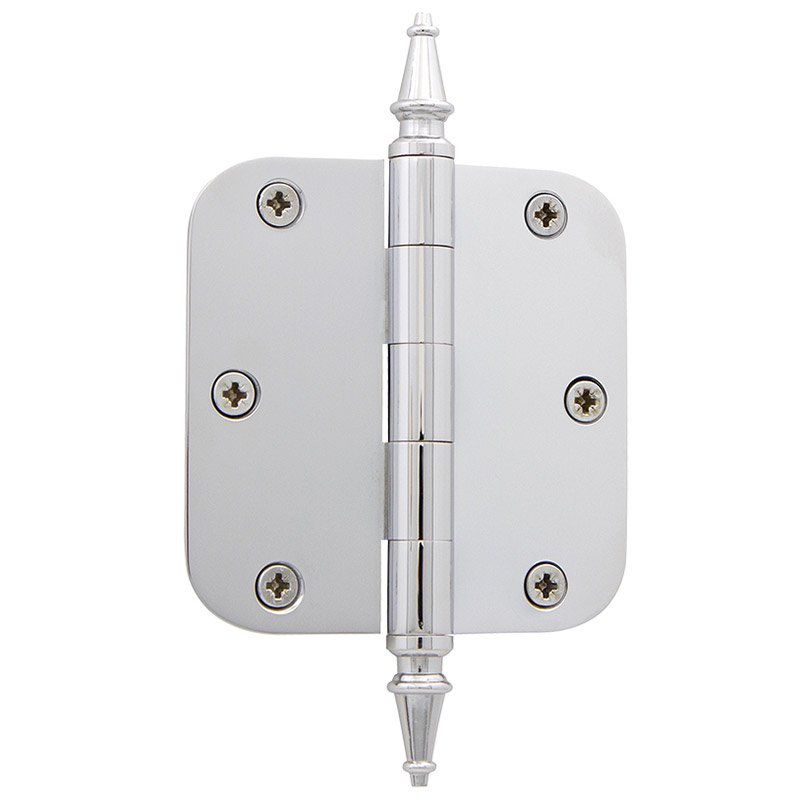 Nostalgic Warehouse 3 1/2" Steeple Tip Residential Hinge with 5/8" Radius Corners in Bright Chrome (Sold Individually)