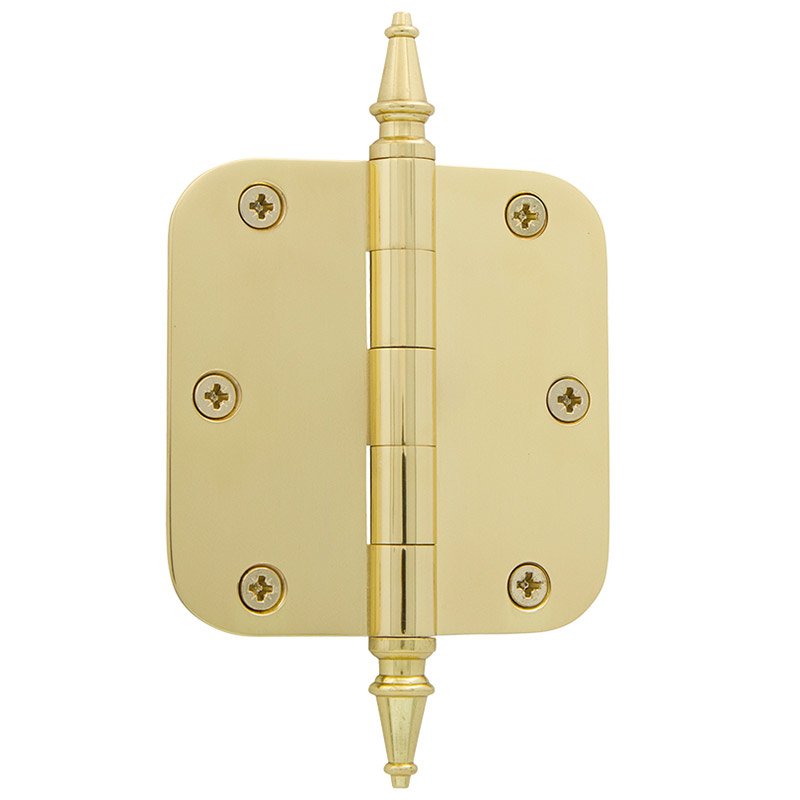 Nostalgic Warehouse 3 1/2" Steeple Tip Residential Hinge with 5/8" Radius Corners in Polished Brass (Sold Individually)