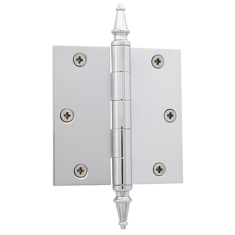 Nostalgic Warehouse 3 1/2" Steeple Tip Residential Hinge with Square Corners in Bright Chrome (Sold Individually)
