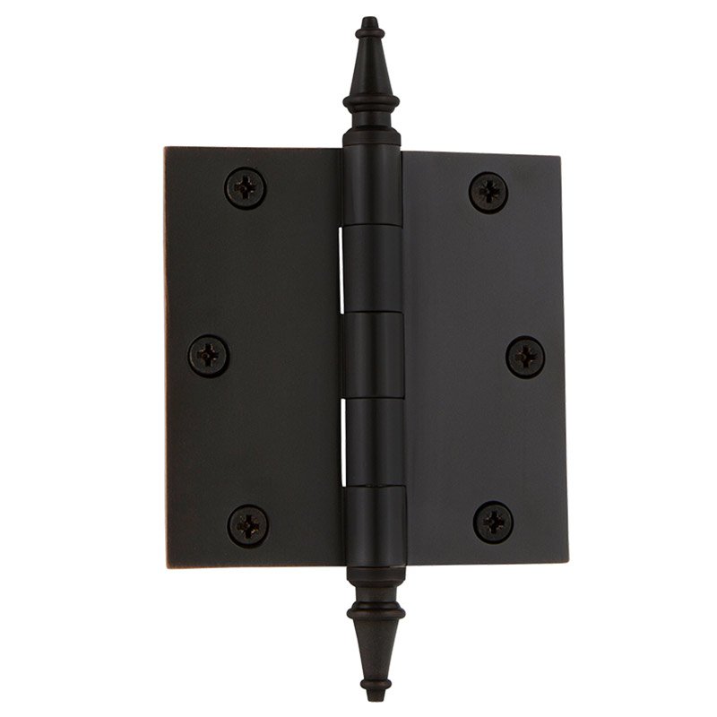 Nostalgic Warehouse 3 1/2" Steeple Tip Residential Hinge with Square Corners in Oil-Rubbed Bronze (Sold Individually)