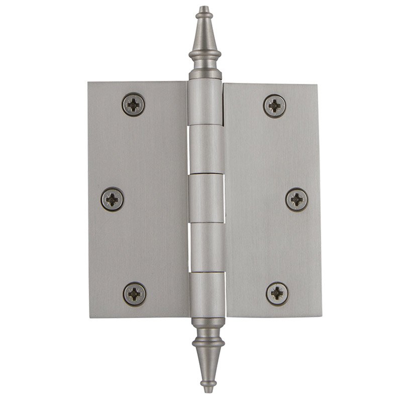 Nostalgic Warehouse 3 1/2" Steeple Tip Residential Hinge with Square Corners in Satin Nickel (Sold Individually)