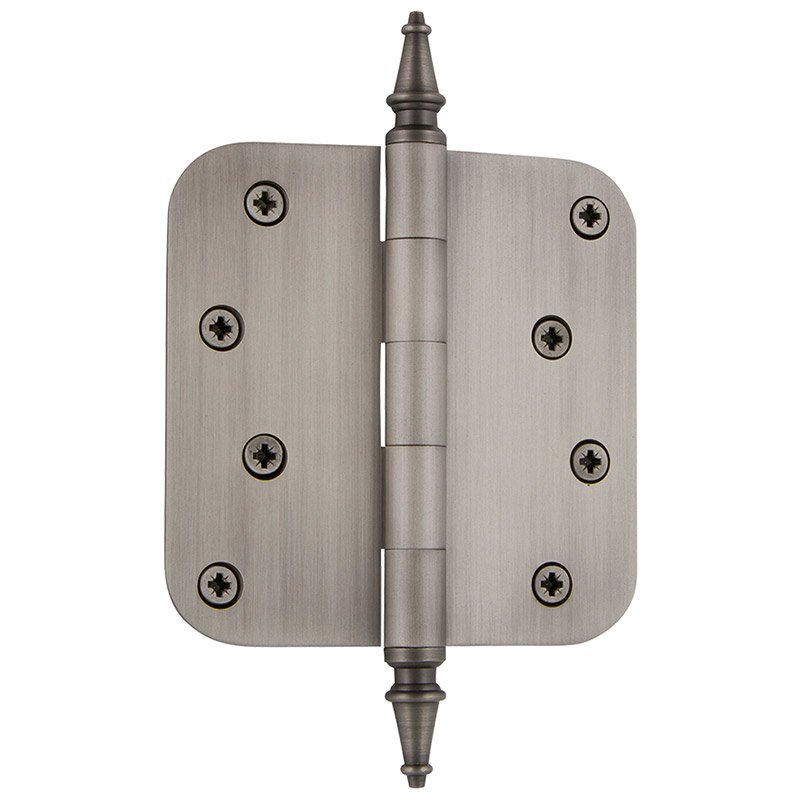 Nostalgic Warehouse 4" Steeple Tip Residential Hinge with 5/8" Radius Corners in Antique Pewter (Sold Individually)
