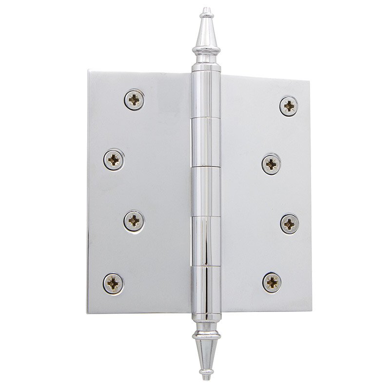 Nostalgic Warehouse 4" Steeple Tip Residential Hinge with Square Corners in Bright Chrome (Sold Individually)