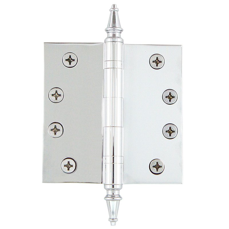 Nostalgic Warehouse 4" Steeple Tip Heavy Duty Hinge with Square Corners in Bright Chrome (Sold Individually)