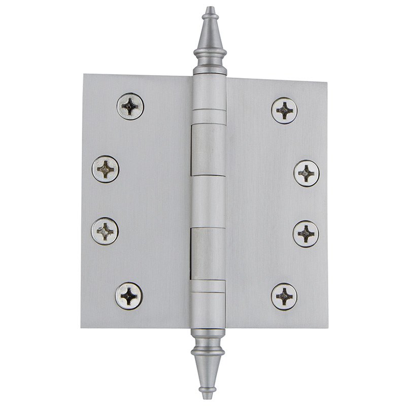 Nostalgic Warehouse 4" Steeple Tip Heavy Duty Hinge with Square Corners in Satin Nickel (Sold Individually)