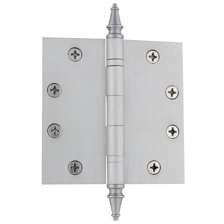 Nostalgic Warehouse 4 1/2" Steeple Tip Heavy Duty Hinge with Square Corners in Satin Nickel (Sold Individually)