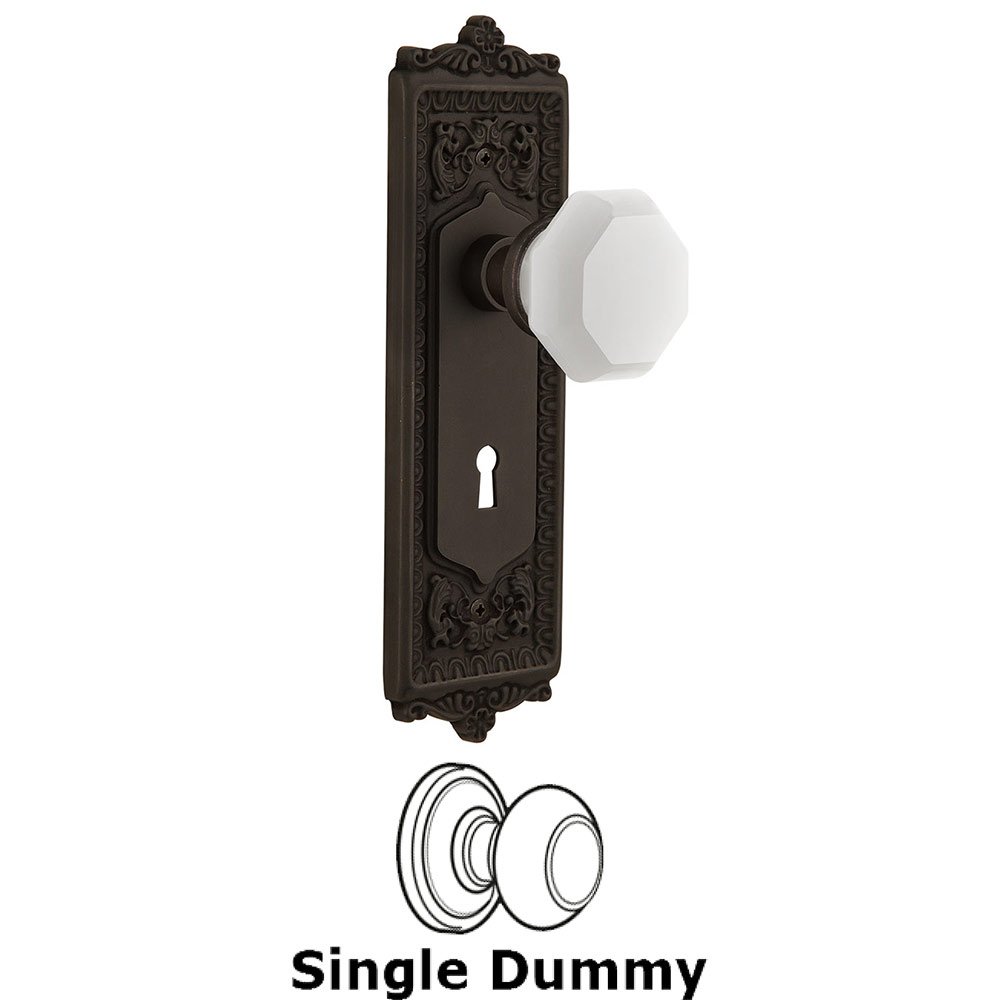 Nostalgic Warehouse Single Dummy - Egg & Dart Plate with Keyhole with Waldorf White Milk Glass Knob in Oil-Rubbed Bronze