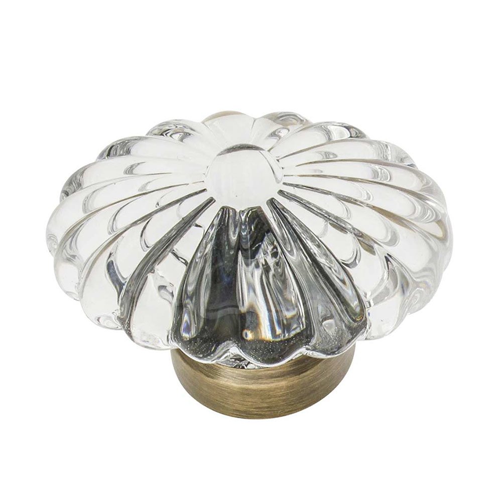 Nostalgic Warehouse 1 3/4" Oval Fluted Crystal Cabinet Knob in Antique Brass