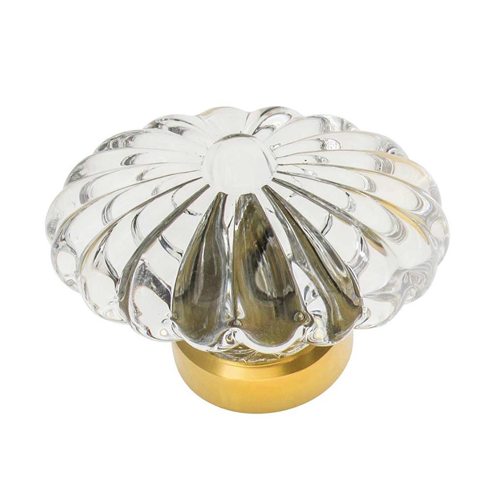 Nostalgic Warehouse 1 3/4" Oval Fluted Crystal Cabinet Knob in Unlacquered Brass