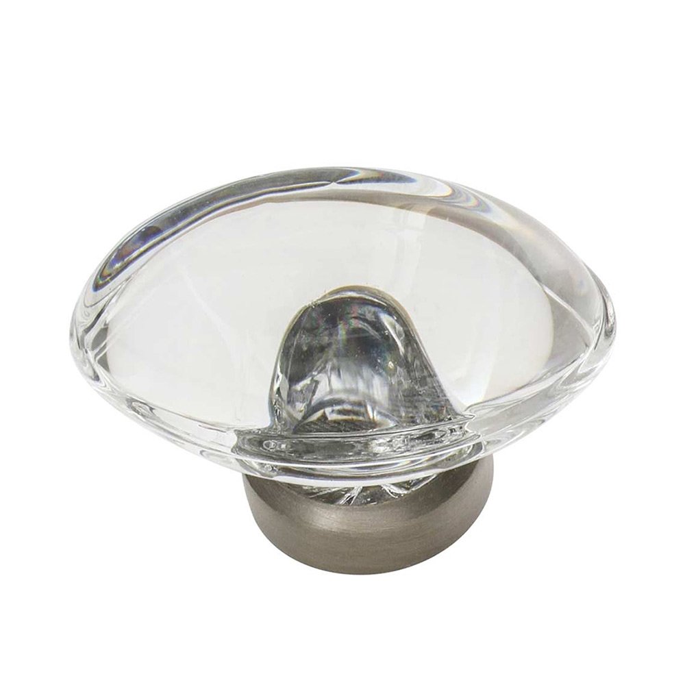 Nostalgic Warehouse 1 3/4" Oval Clear Crystal Cabinet Knob in Satin Nickel