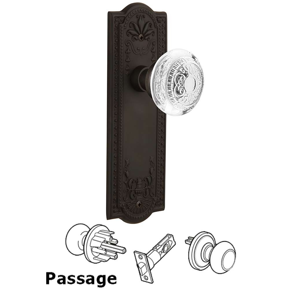 Nostalgic Warehouse Passage - Meadows Plate With Crystal Egg & Dart Knob in Oil-Rubbed Bronze
