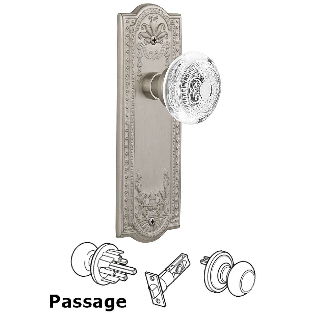 Nostalgic Warehouse Passage - Meadows Plate With Crystal Egg & Dart Knob in Satin Nickel