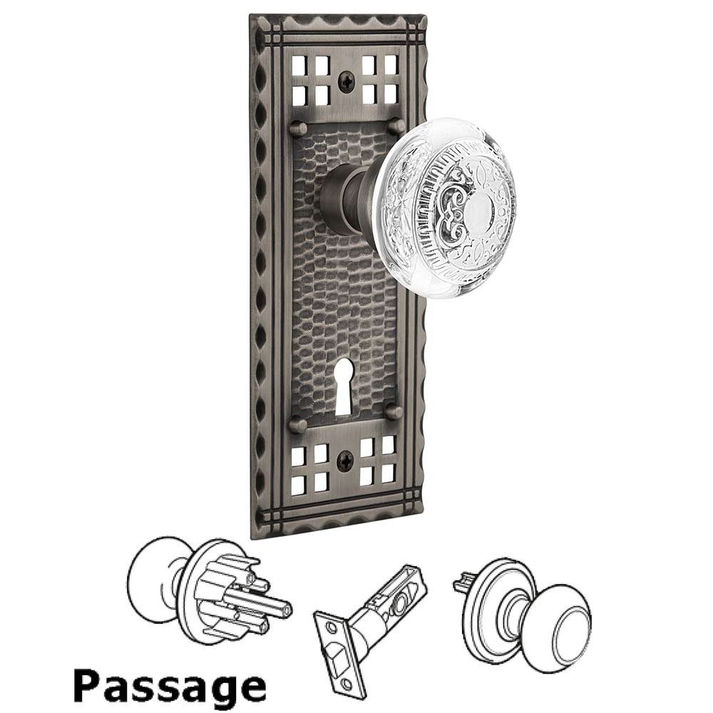Nostalgic Warehouse Passage - Craftsman Plate With Keyhole and Crystal Egg & Dart Knob in Antique Pewter