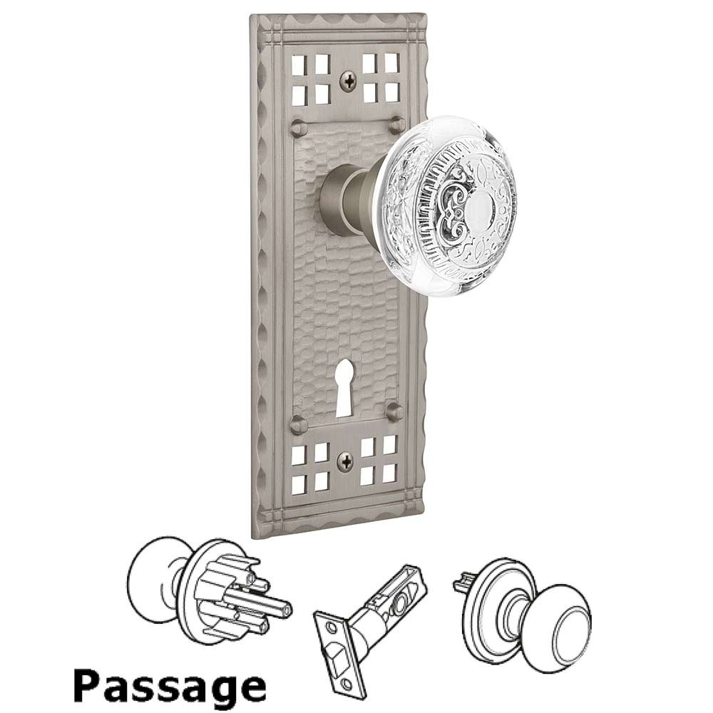 Nostalgic Warehouse Passage - Craftsman Plate With Keyhole and Crystal Egg & Dart Knob in Satin Nickel