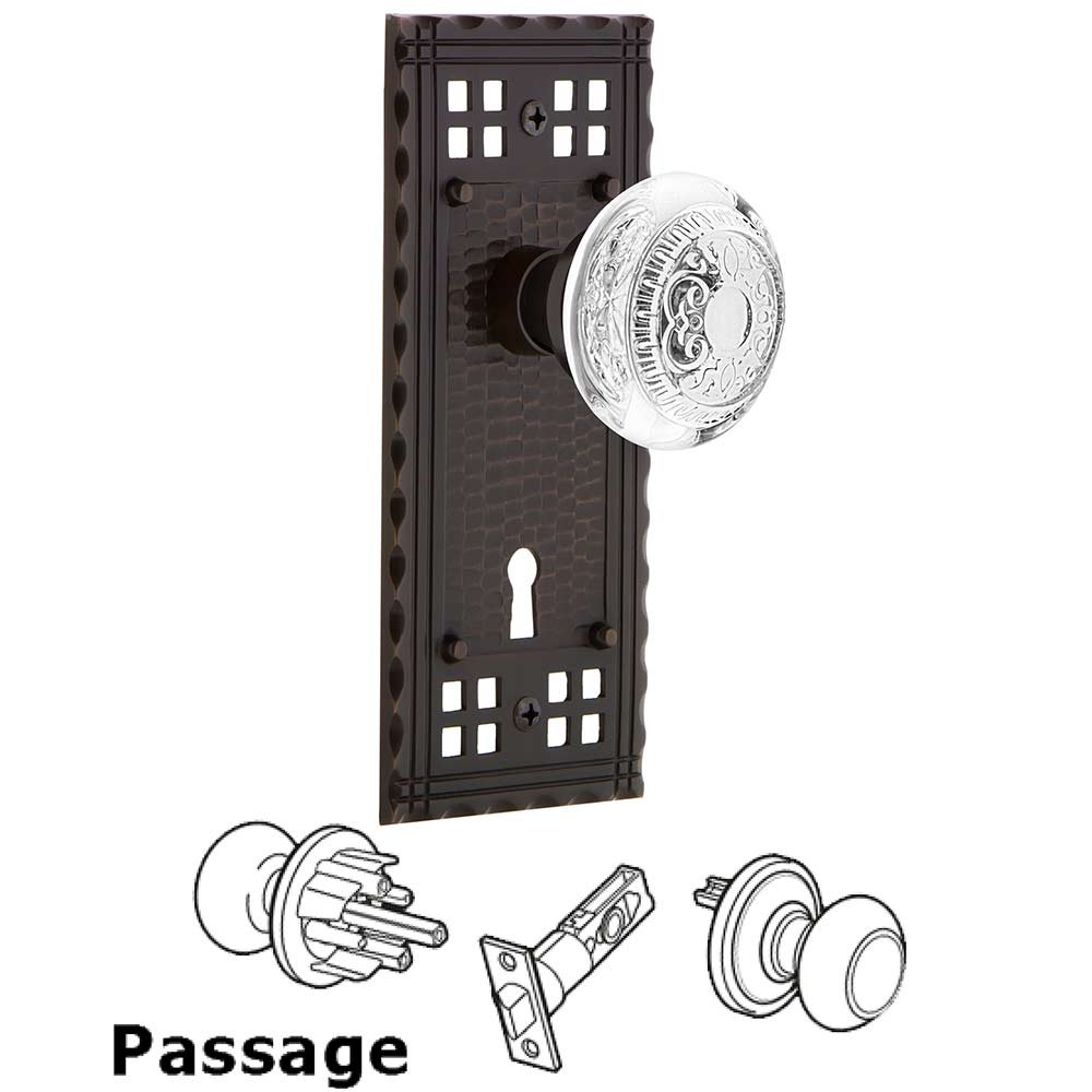 Nostalgic Warehouse Passage - Craftsman Plate With Keyhole and Crystal Egg & Dart Knob in Timeless Bronze