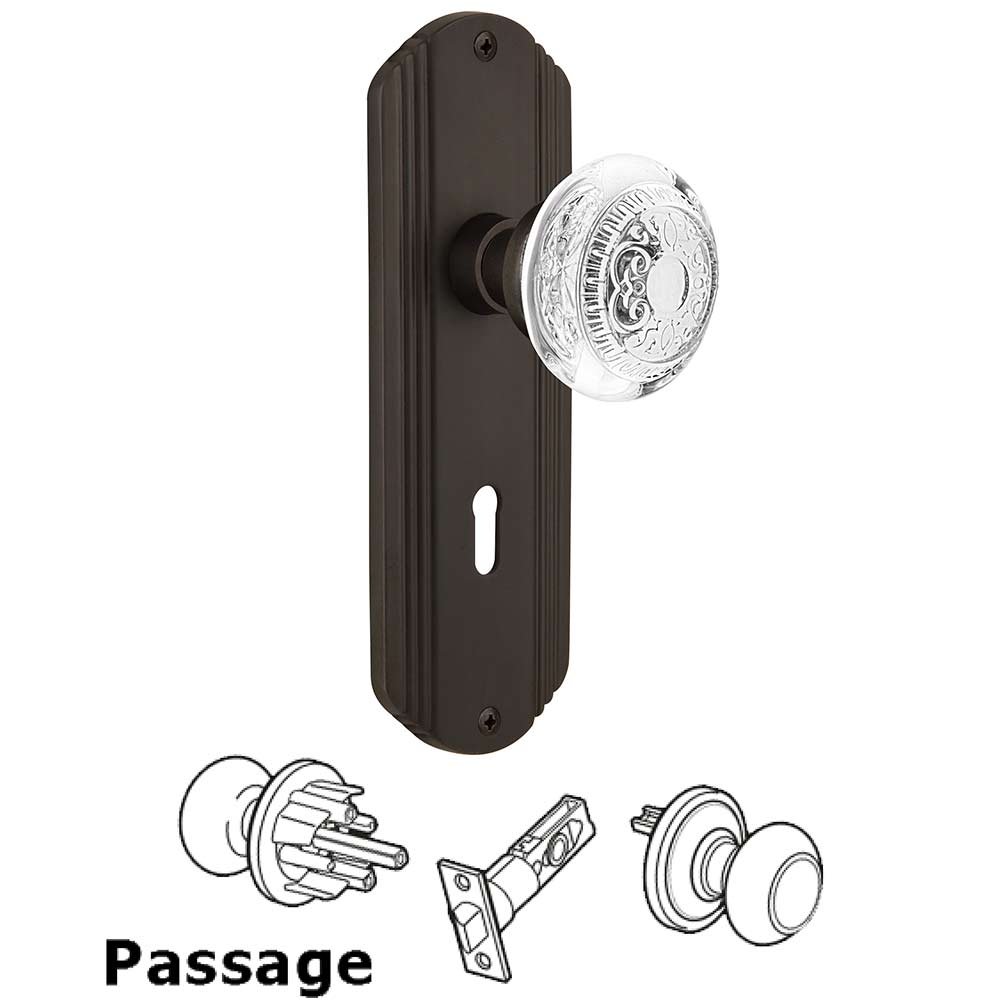 Nostalgic Warehouse Passage - Deco Plate With Keyhole and Crystal Egg & Dart Knob in Oil-Rubbed Bronze