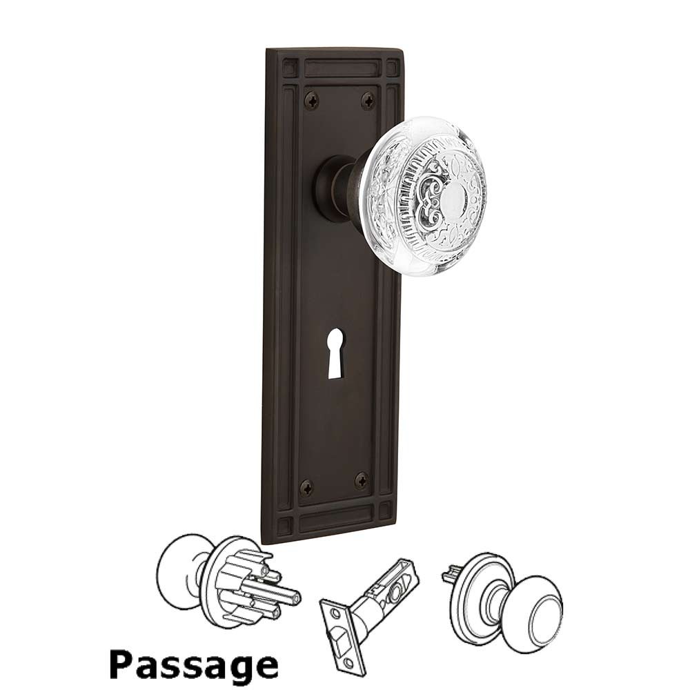 Nostalgic Warehouse Passage - Mission Plate With Keyhole and Crystal Egg & Dart Knob in Oil-Rubbed Bronze