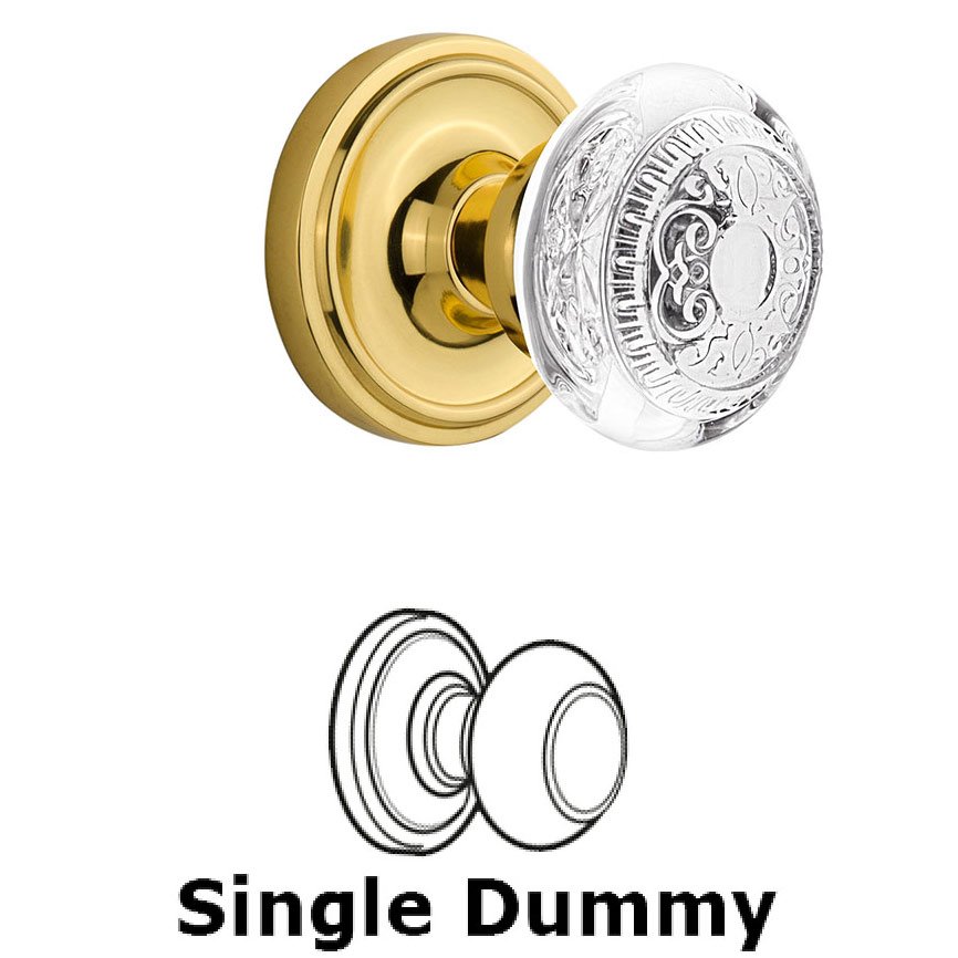Nostalgic Warehouse Single Dummy Classic Rosette With Crystal Egg & Dart Knob in Unlacquered Brass