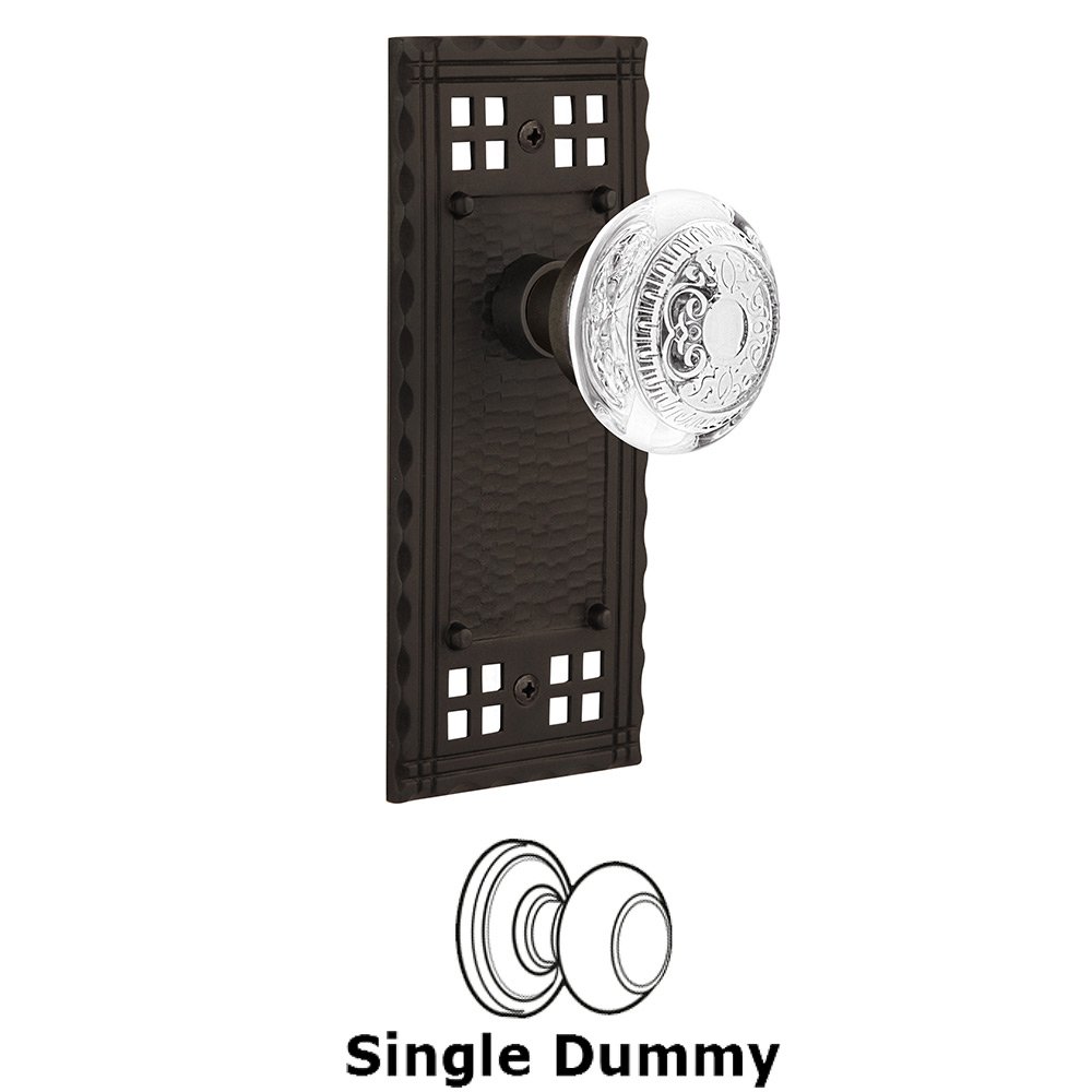 Nostalgic Warehouse Single Dummy - Craftsman Plate With Crystal Egg & Dart Knob in Oil-Rubbed Bronze