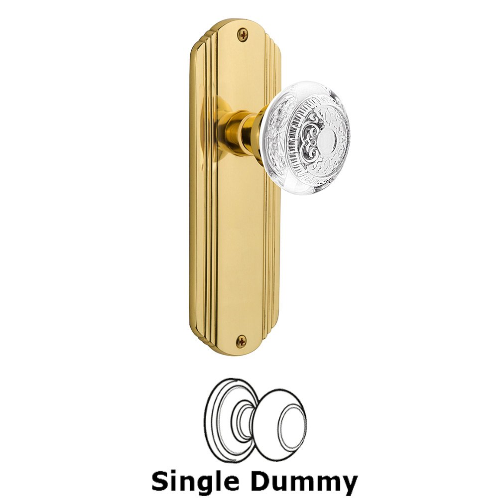 Nostalgic Warehouse Single Dummy - Deco Plate With Crystal Egg & Dart Knob in Unlacquered Brass