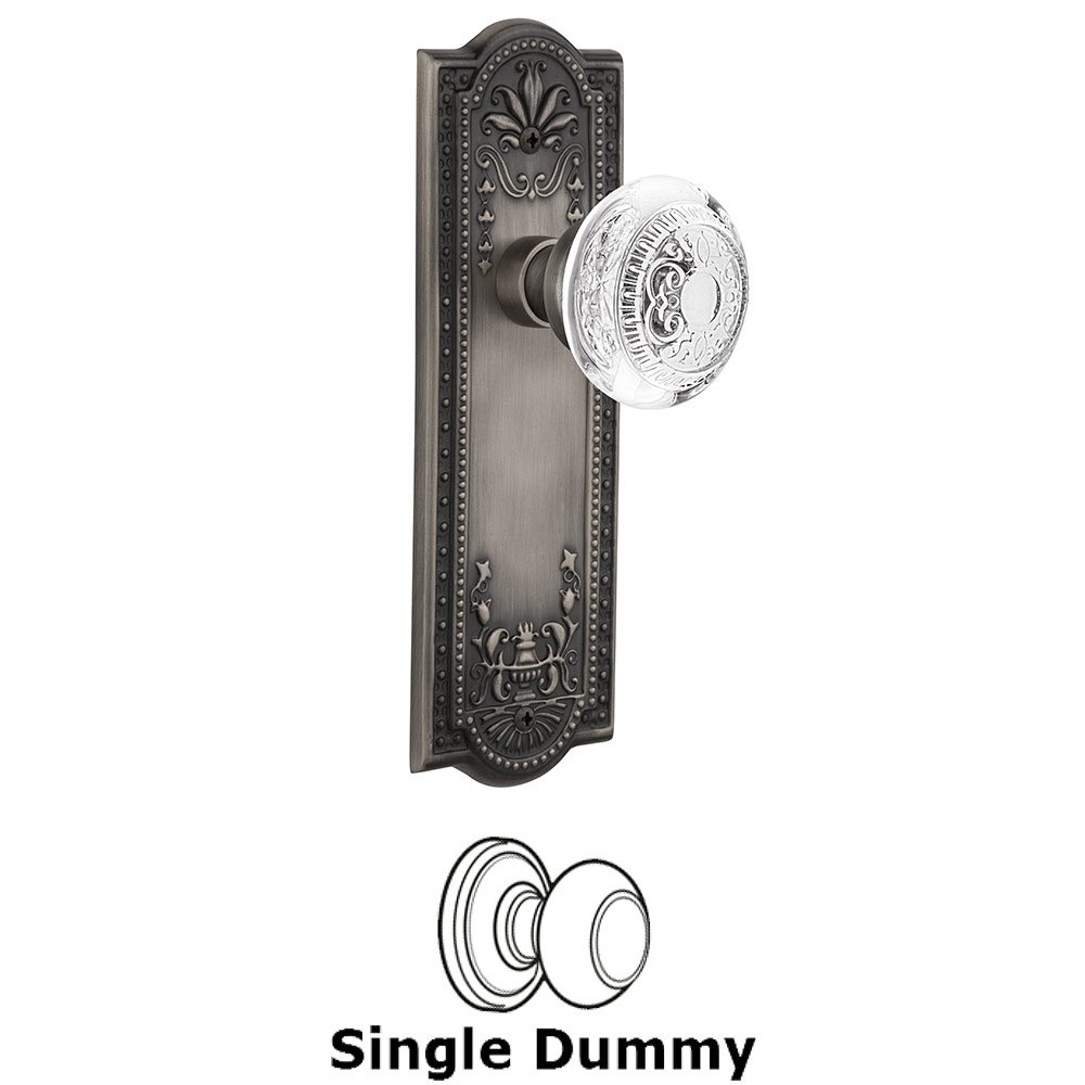 Nostalgic Warehouse Single Dummy - Meadows Plate With Crystal Egg & Dart Knob in Antique Pewter