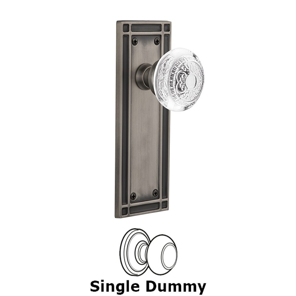 Nostalgic Warehouse Single Dummy - Mission Plate With Crystal Egg & Dart Knob in Antique Pewter