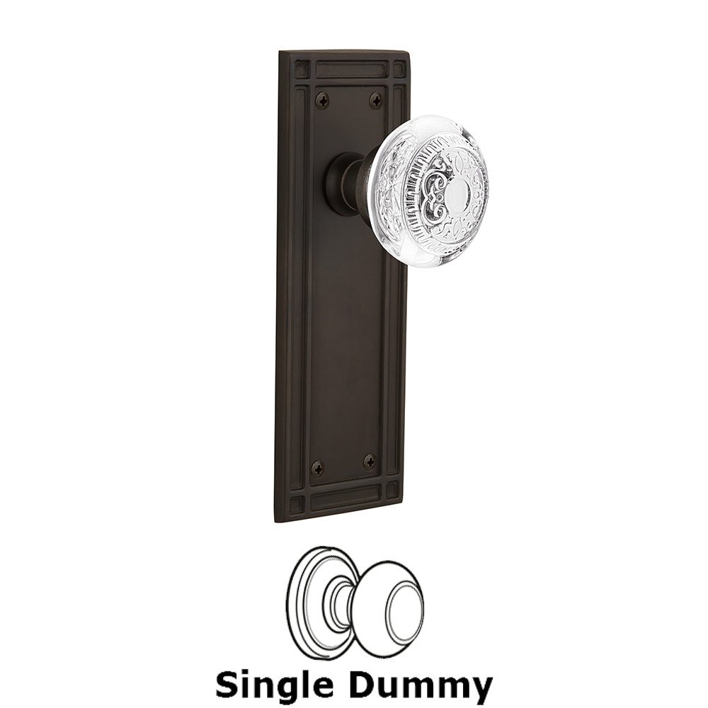 Nostalgic Warehouse Single Dummy - Mission Plate With Crystal Egg & Dart Knob in Oil-Rubbed Bronze