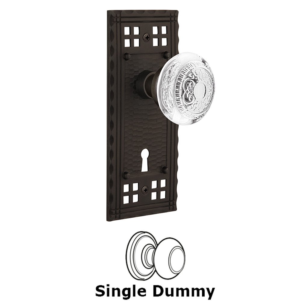 Nostalgic Warehouse Single Dummy - Craftsman Plate With Keyhole and Crystal Egg & Dart Knob in Oil-Rubbed Bronze