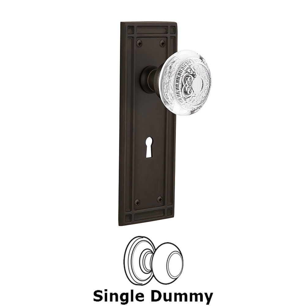 Nostalgic Warehouse Single Dummy - Mission Plate With Keyhole and Crystal Egg & Dart Knob in Oil-Rubbed Bronze