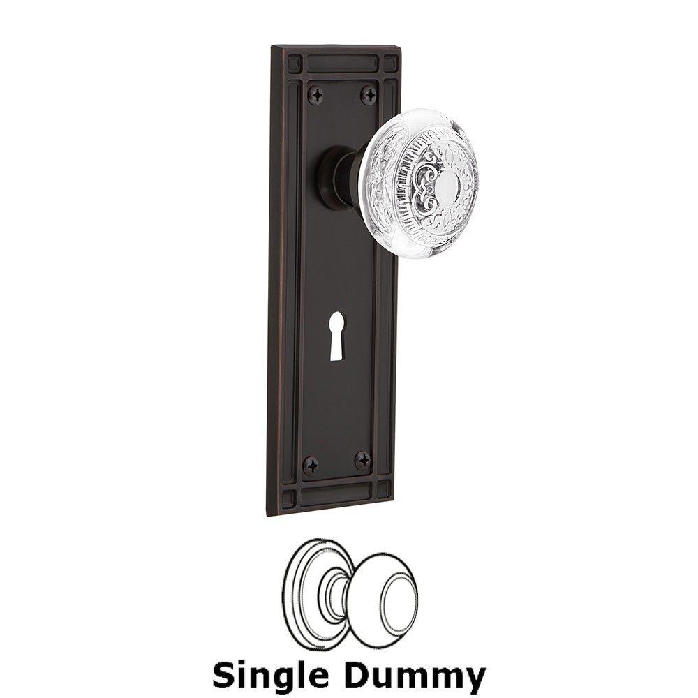 Nostalgic Warehouse Single Dummy - Mission Plate With Keyhole and Crystal Egg & Dart Knob in Timeless Bronze